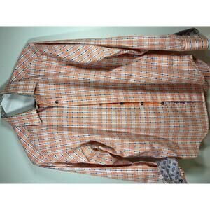Robert Graham Men’s Classic Fit Button Down Shirt Size M Orange Geometric Print